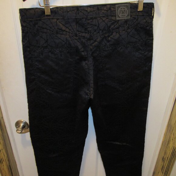 Vintage Black Velvet Spider Web Cobwebs Pants Sz 36 The Creative Brand Cykxtees - Picture 15 of 15